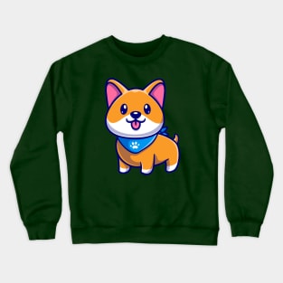 Cute Shiba Inu Dog Wearing Scarf Cartoon Crewneck Sweatshirt